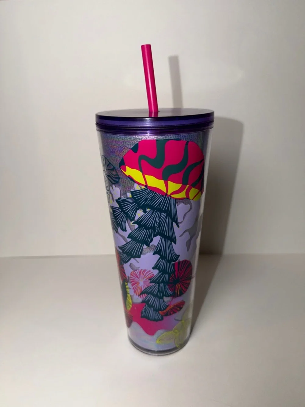 NWT Starbucks Fall 2023 Lilac Holo Jellyfish & Parasols Venti Cold Cup Tumbler